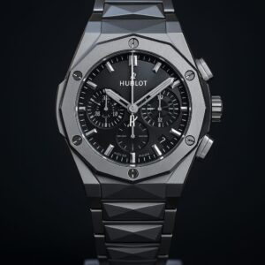 🖤 black prism chain strapped hologram dial watch (hublot inspired)